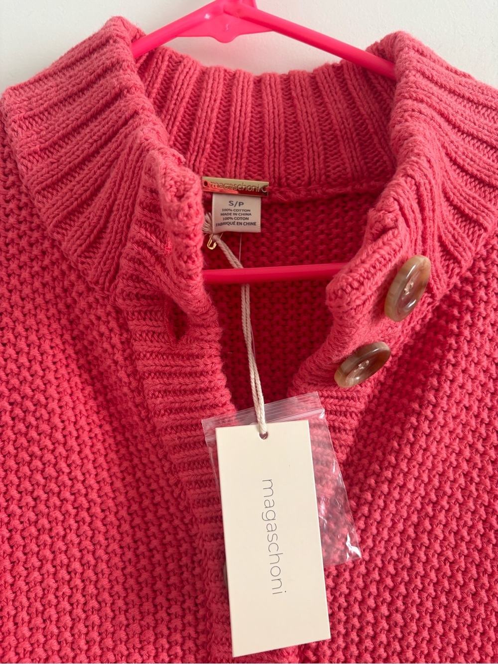 Magaschoni Women's Cotton Sweater Jacket Size Small In Red - Picture 12 of 16